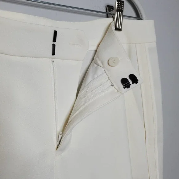 VINCE Satin Bound Easy White Skinny Leg Trouser Dress Pants Sz 6 - Picture 5 of 8